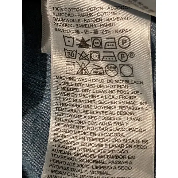 Levis Denim Shirt Women Size XL Blue Sawtooth Pearl Snaps Western Red Tab Rodeo - Picture 10 of 15